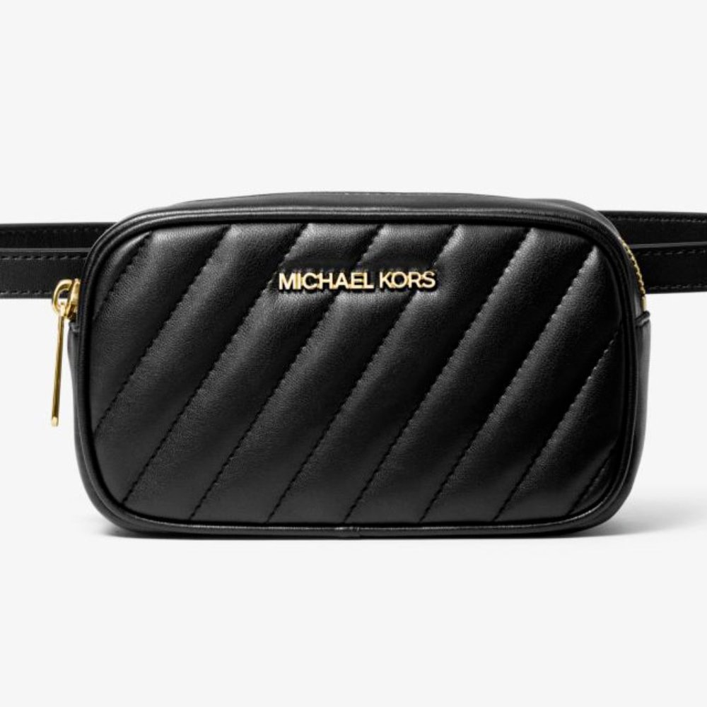 Michael Kors Rose Quilted Convertible Belt Bag - Black